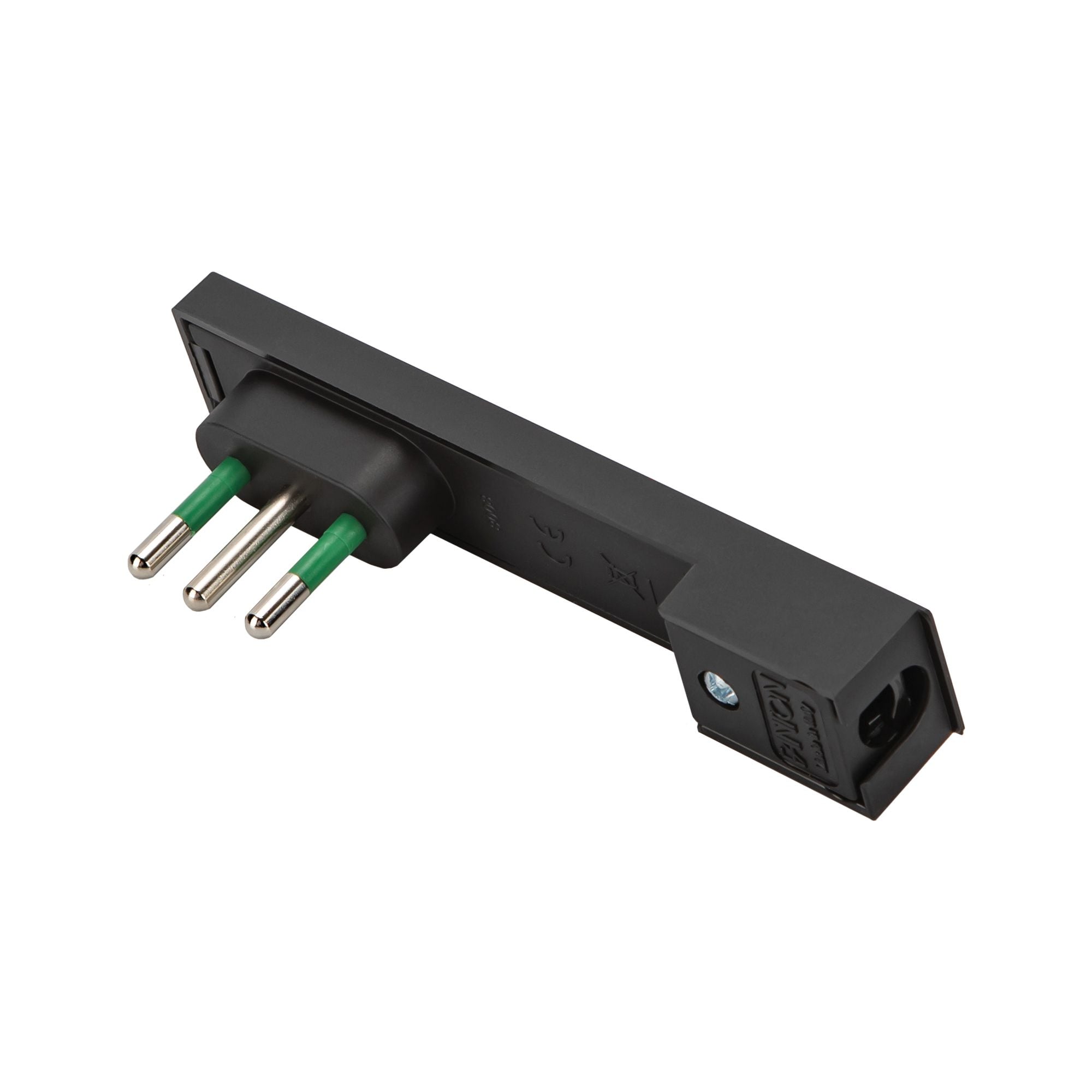Italian Plug 10 A 2 P+T Space Saver Super Thin Disassembled Black Angle - FME IPW-SP 10 -CL 10 B