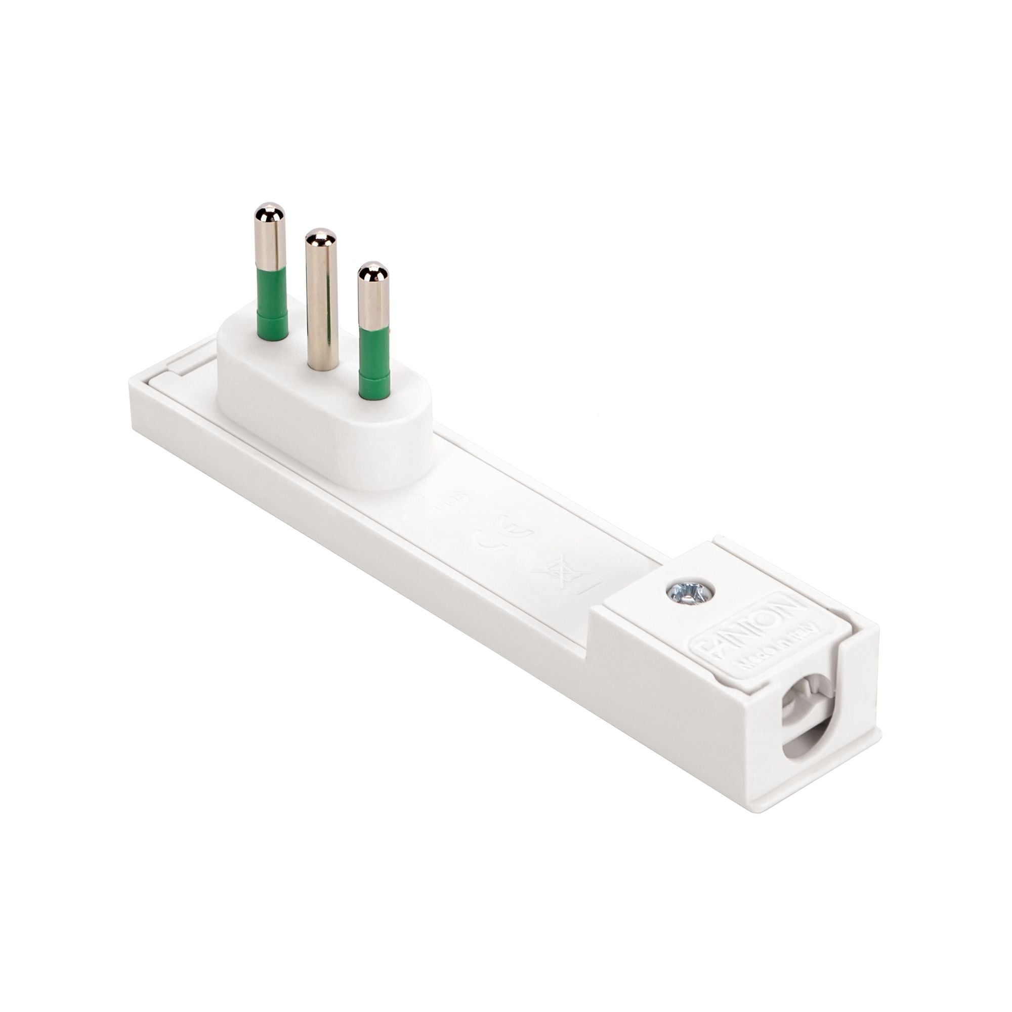 Plug 10 A 2 P+T Space saver Super Thin Demountable Angle White - FME IPW-SP 10 -CL 10 W