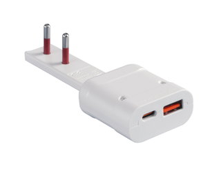 Plug USB-A and USB-C 2 P+T 250 V 10 A 20 W Bianca - Rosi IPW-SP 10 -FLACW