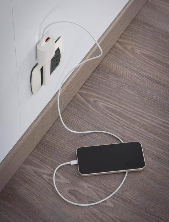 Spina Italiana Ultrapiatta USB-A e USB-C 2P+T 250V 10A 20W Bianca - Rosi IPW-SP10-FLACW
