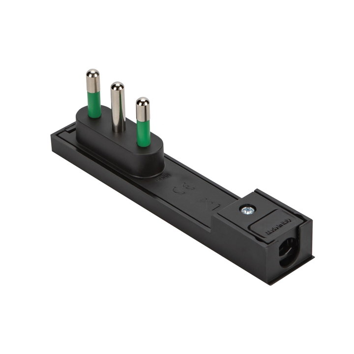 Spina Italiana 16A 2P+T Salvaspazio Super Sottile Smontabile Angolata Nero - FME IPW-SP16-CL16B