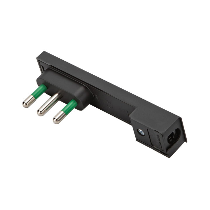 Spina Italiana 16A 2P+T Salvaspazio Super Sottile Smontabile Angolata Nero - FME IPW-SP16-CL16B