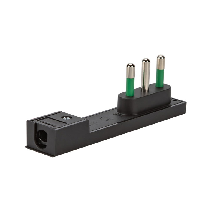 Spina Italiana 16A 2P+T Salvaspazio Super Sottile Smontabile Angolata Nero - FME IPW-SP16-CL16B