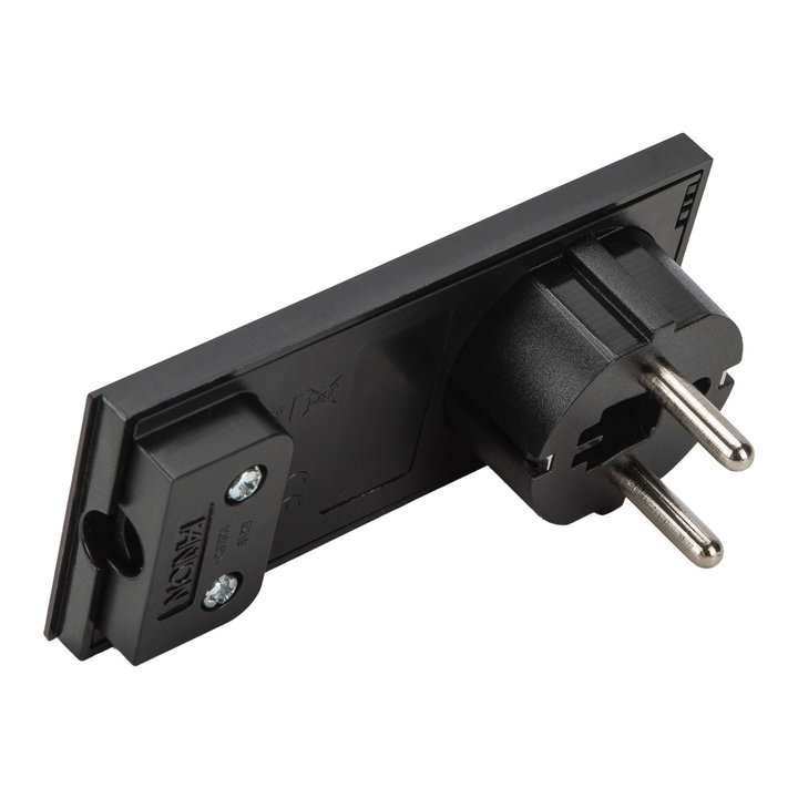 Spina Schuko 16A 2P+T Salvaspazio Super Sottile Smontabile Angolata Nero - FME IPW-SP16-CL16BS