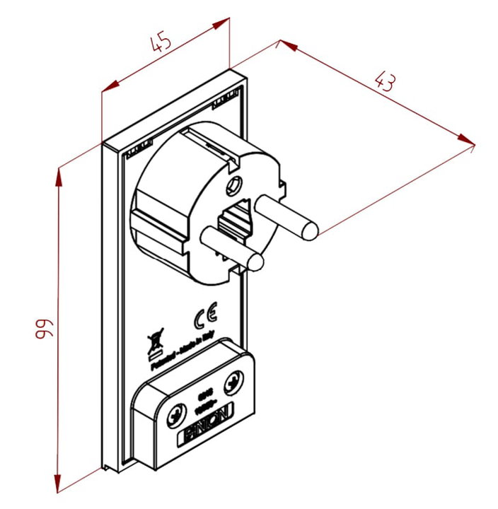 Spina Schuko 16A 2P+T Salvaspazio Super Sottile Smontabile Angolata Bianco - FME IPW-SP16-CL16WS