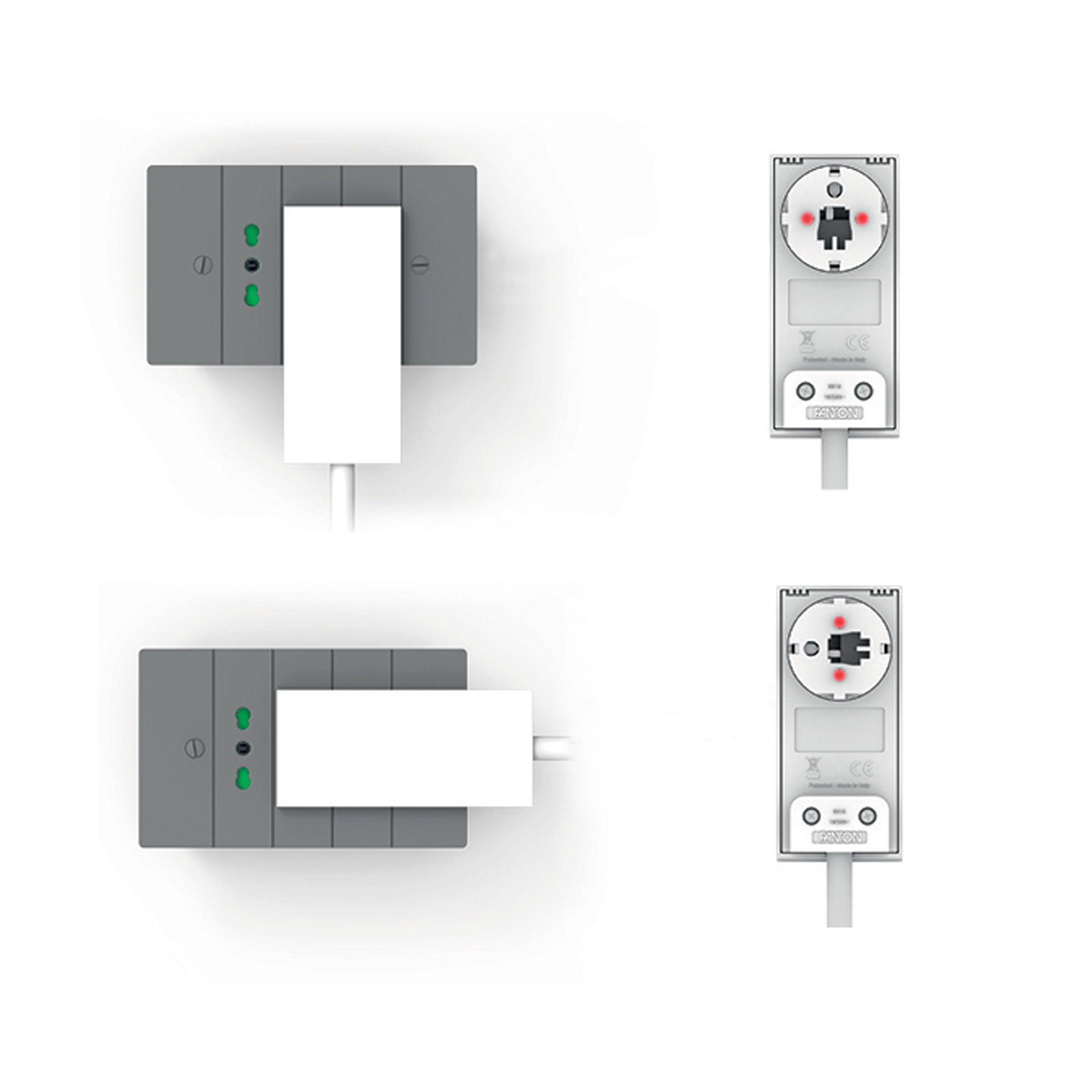 Schuko plug 16 A 2 P+T Space saver Super Thin Demountable Angle White - FME IPW-SP 16 -CL 16 WS