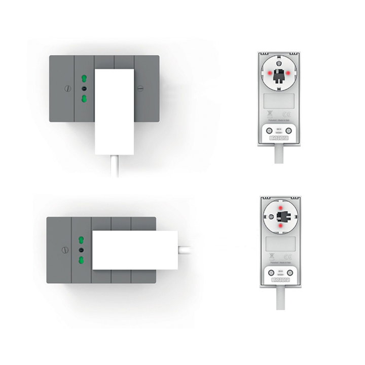 Spina Schuko 16A 2P+T Salvaspazio Super Sottile Smontabile Angolata Bianco - FME IPW-SP16-CL16WS