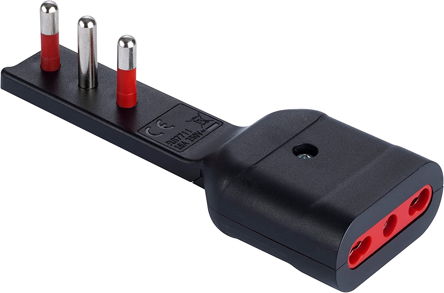 Space Saving Adapter Extra Flat Spina-Price Italian 16 A Angle Black - Rosi IPW-SP 16 -FLSB
