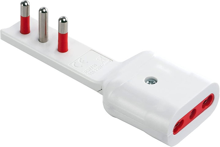 Adattatore Salvaspazio Extra Flat Spina-Presa Italiana 16A Angolata Bianco - Rosi IPW-SP16-FLSW