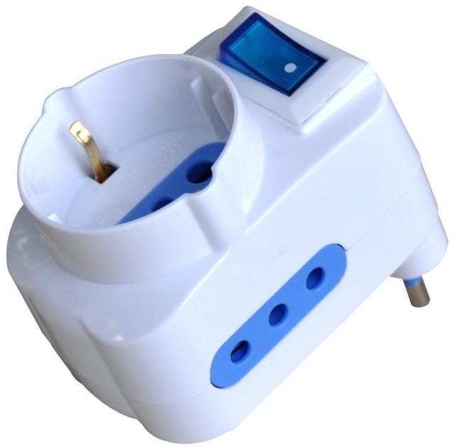 Adattatore con Spina 10A 2 Prese 10A e 1 Schuko - Techly IPW-TRP-310W