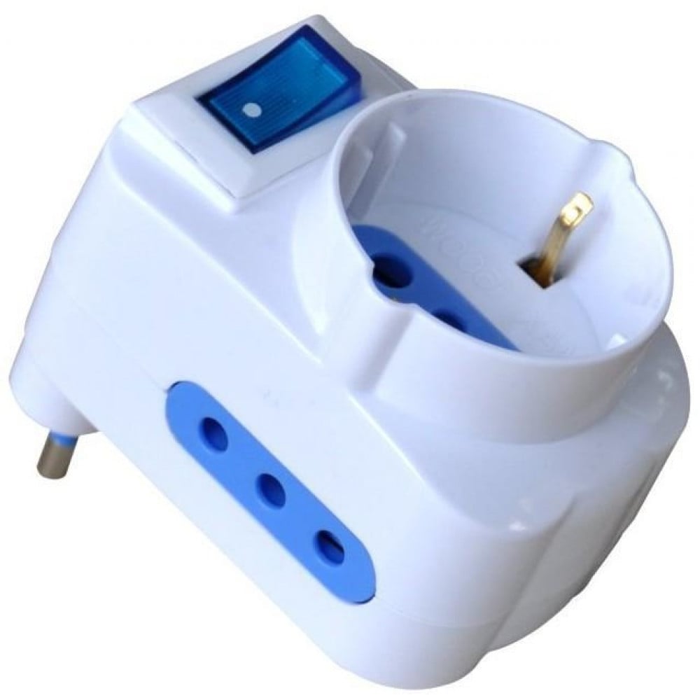 Adattatore con Spina 10A 2 Prese 10A e 1 Schuko - Techly IPW-TRP-310W