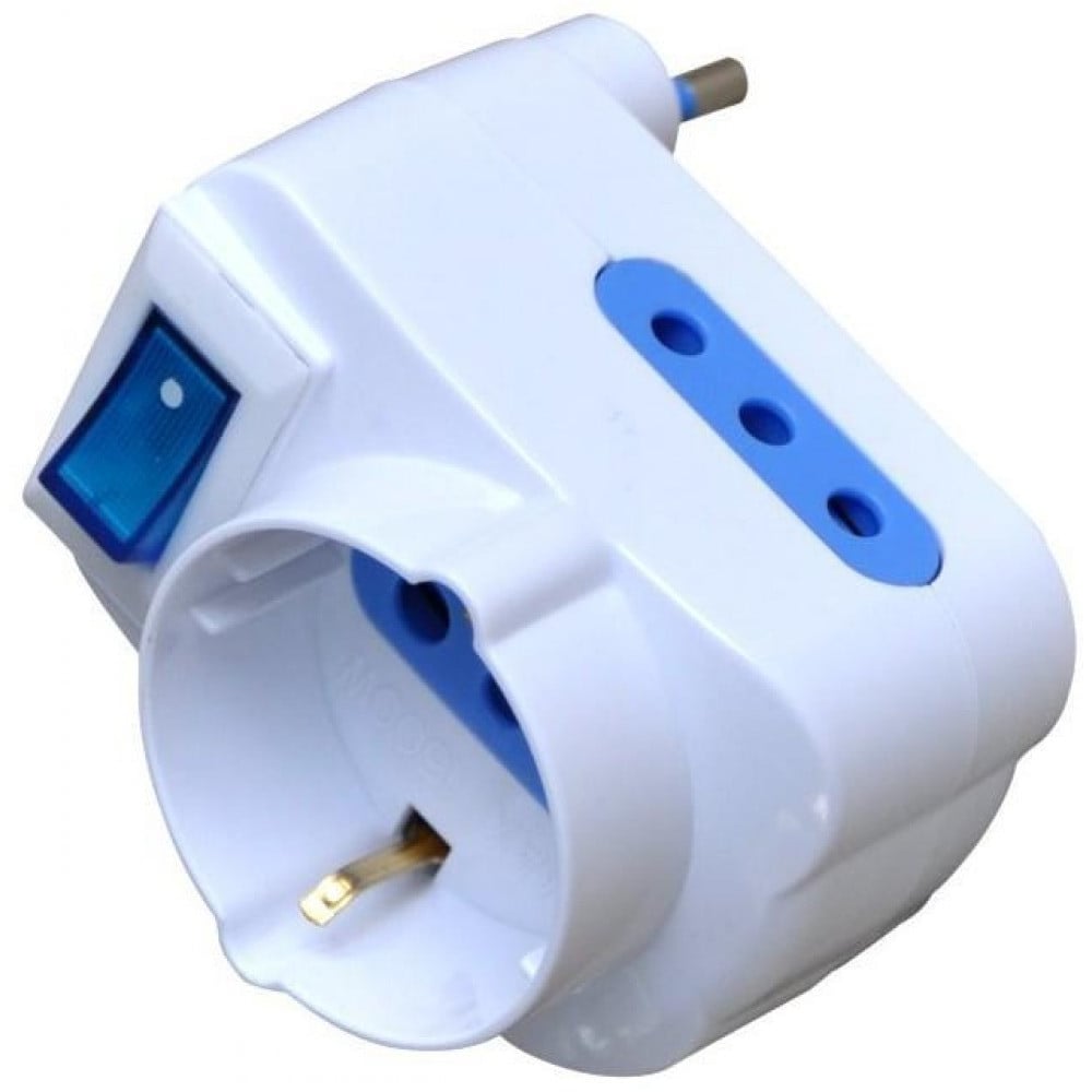 Adattatore con Spina 10A 2 Prese 10A e 1 Schuko - Techly IPW-TRP-310W