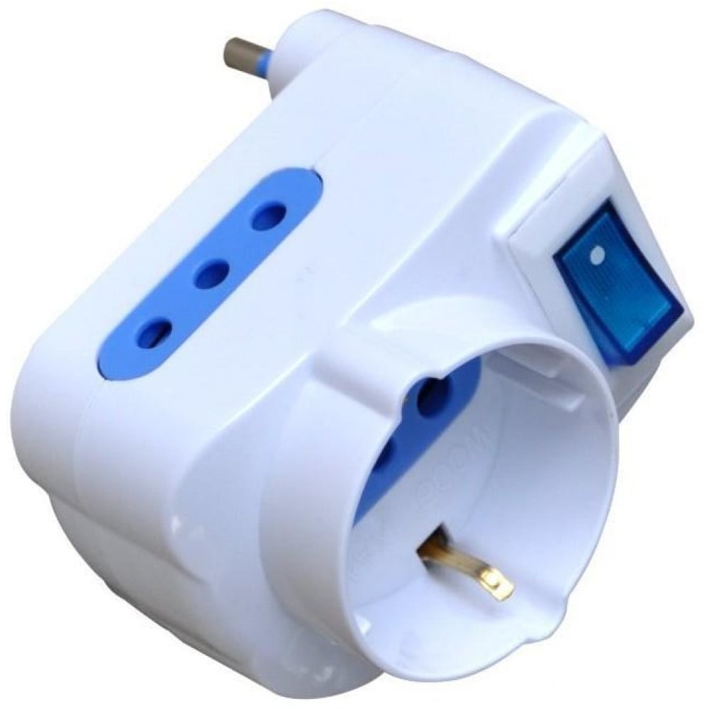 Adattatore con Spina 10A 2 Prese 10A e 1 Schuko - Techly IPW-TRP-310W