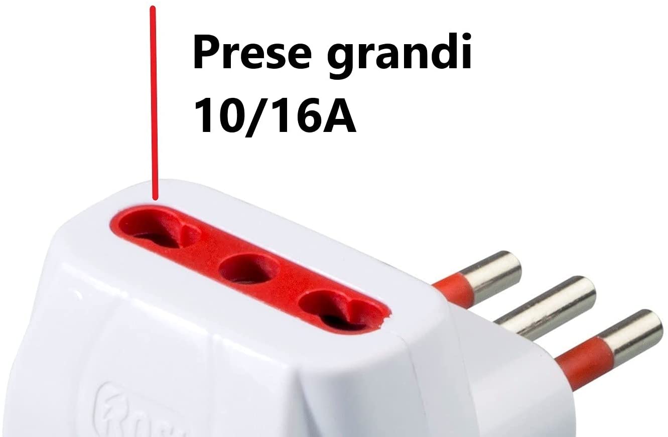 Adattatore Triplo Spina 2P+T Presa Bipasso 2P+T con Schuko - Rosi IPW-TRP10-2B1SW
