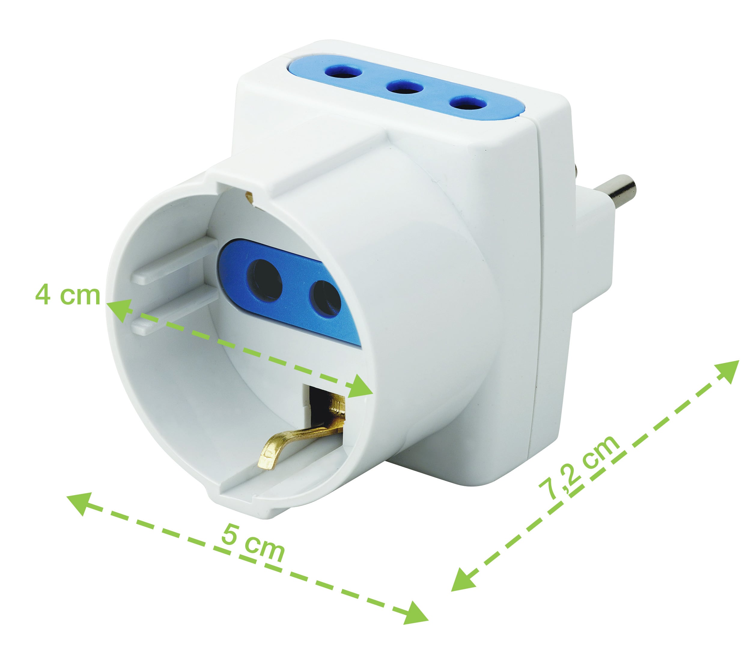 Adattatore Triplo Schuko Spina 2P+T Prese 2P+T 10A - Techly IPW-TRP10-2W