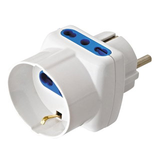 Adattatore Triplo Spina Schuko a 3 Prese Bipasso con Schuko Bianco - Techly IPW-TRP1040