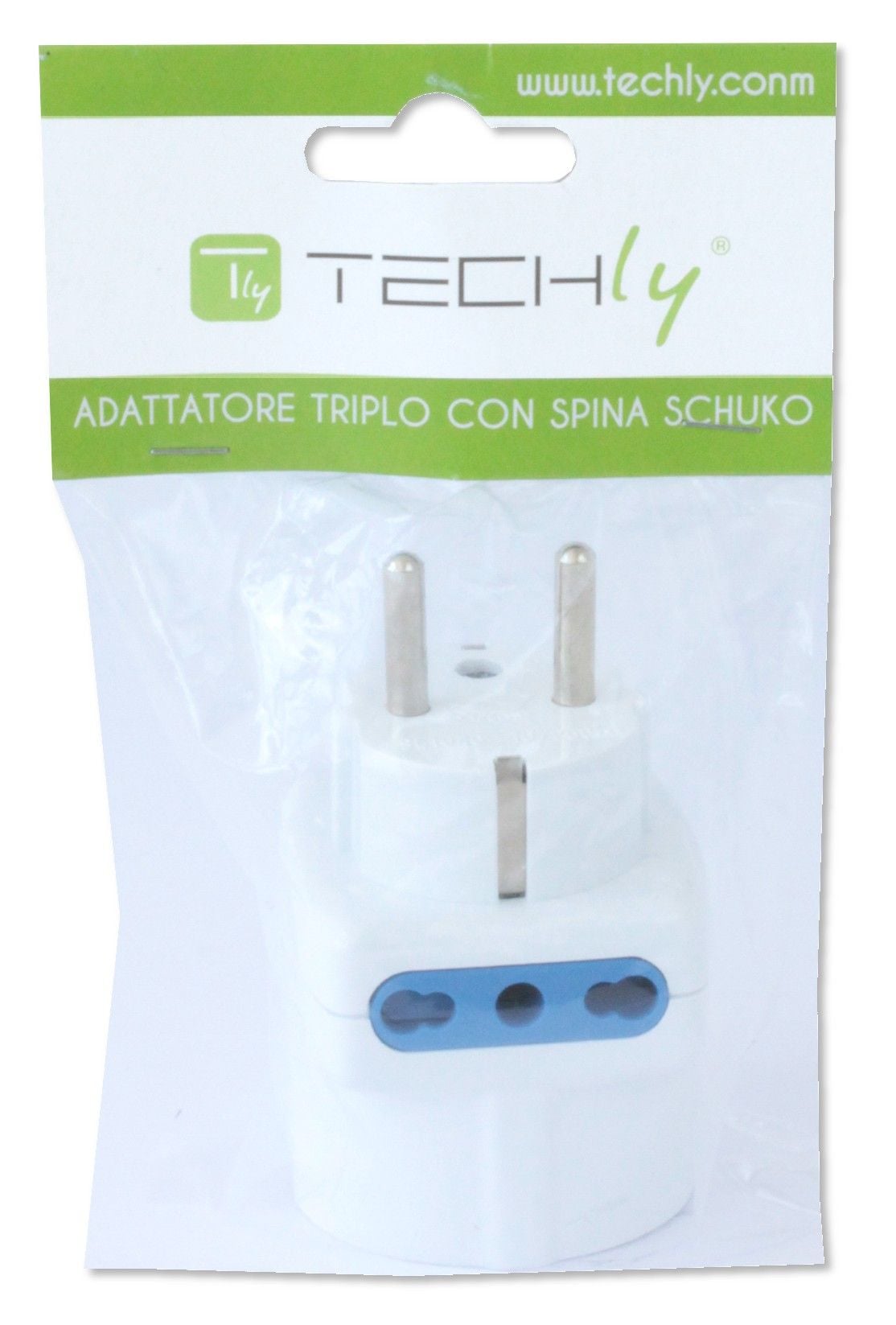 Adattatore Triplo Spina Schuko a Prese Bipasso con Schuko Bianco - Techly IPW-TRP1040