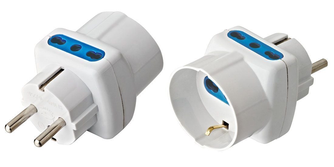 Adattatore Triplo Spina Schuko a Prese Bipasso con Schuko Bianco - Techly IPW-TRP1040