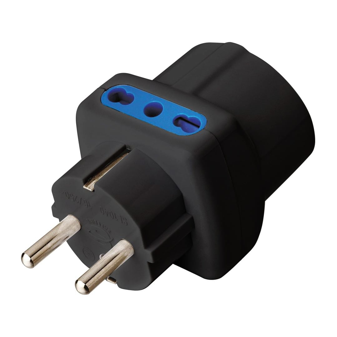 Adattatore Triplo Spina Schuko a Prese Bipasso con Schuko Nero - Techly IPW-TRP1040BK