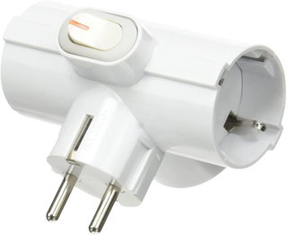 Adattatore triplo Schuko 3 prese 16A con interruttore bianco - FME IPW-TRP16-3S