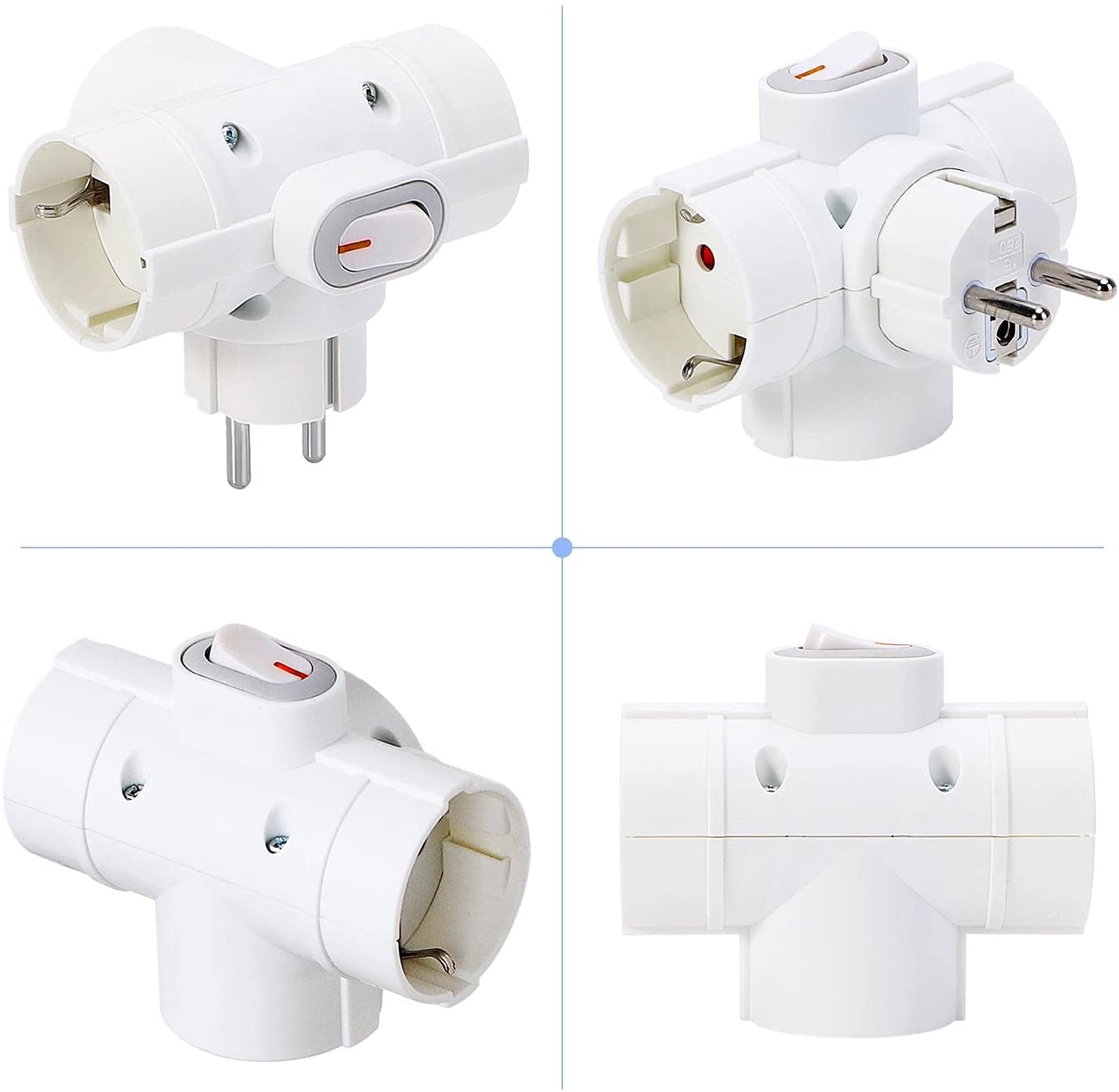 Adattatore Triplo Schuko Spina 2P+T 3 Prese 16A Bianco - FME IPW-TRP16-3S