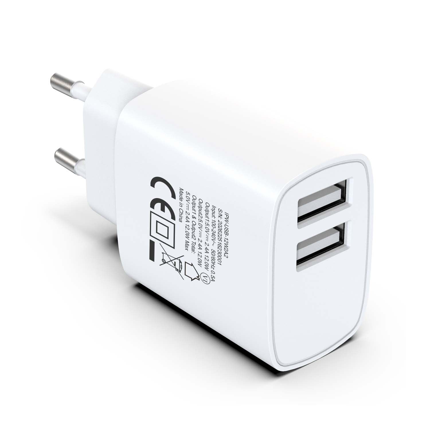 Caricatore Alimentatore 2x USB-A 12W da Muro - Techly IPW-USB-12W2A2