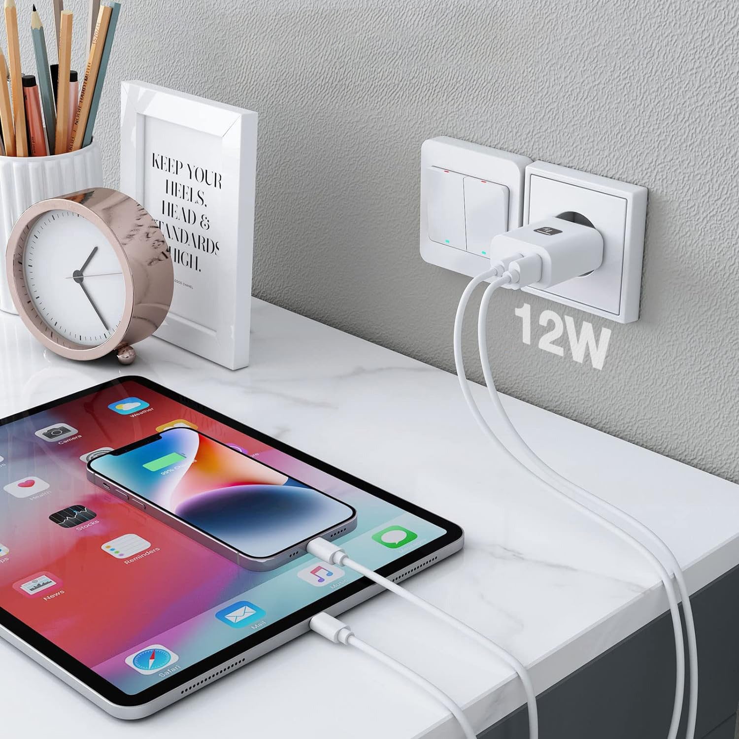 Caricatore Alimentatore 2x USB-A 12W da Muro - Techly IPW-USB-12W2A2