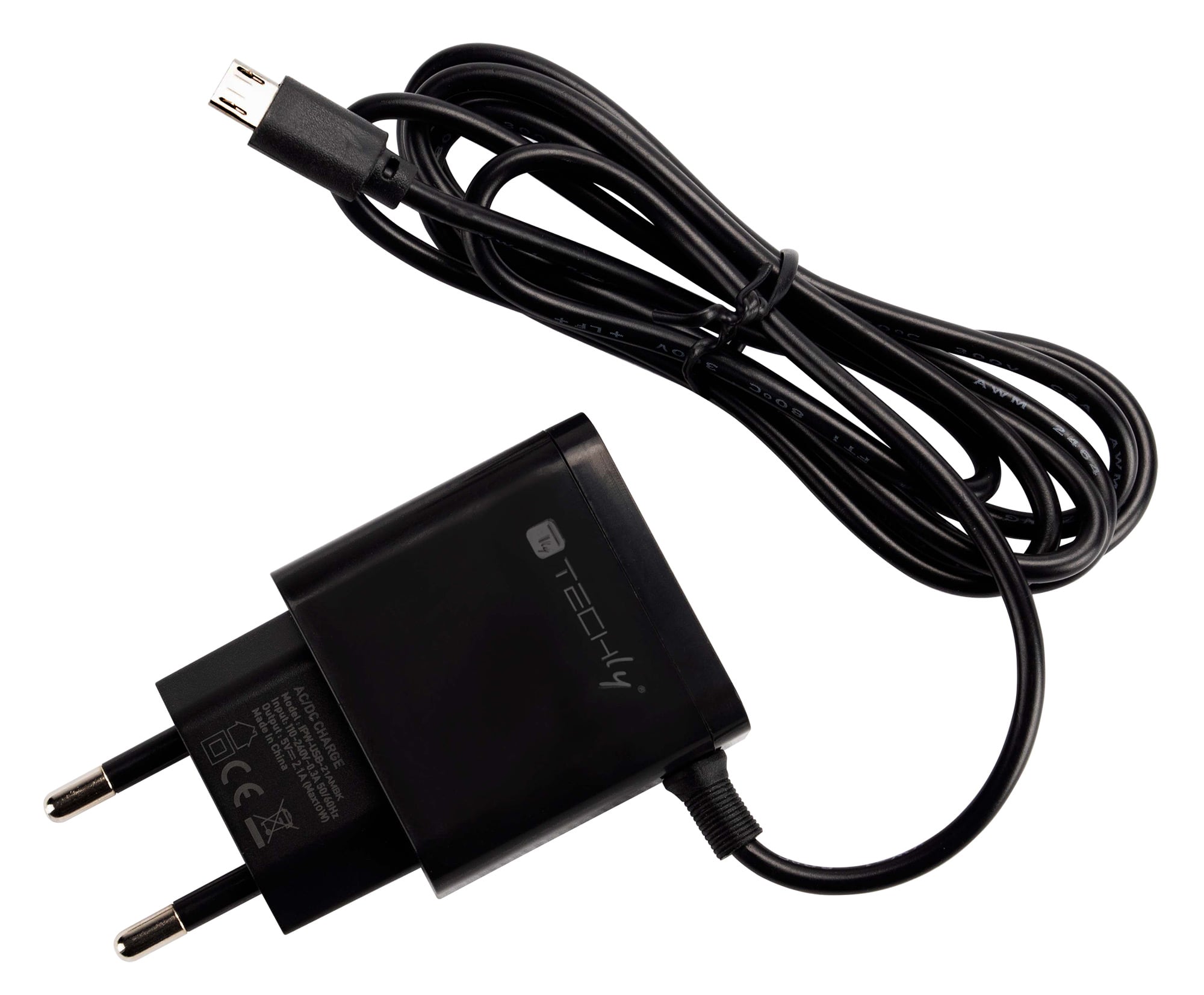 Caricabatterie Alimentatore Micro USB 5V 1A per Smartphone Tablet Nero - Techly IPW-USB-1AMBK
