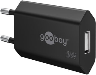 USB 1 A 5 W Compact European Plug Black - Goobay IPW-USB- 1 AVB