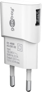 Caricatore USB 1A 5W Compatto Spina Europea Bianco - Goobay IPW-USB-1AVW