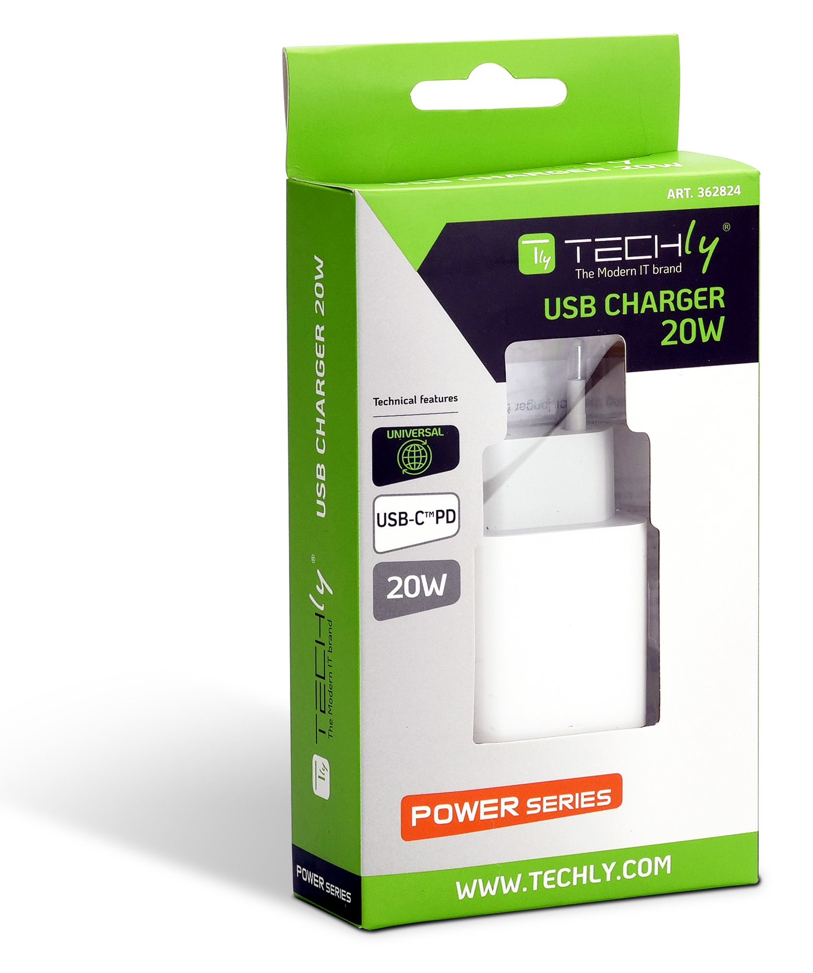 Caricatore Alimentatore USB-C™ da Muro 20W PD per Smartphone o Tablet - Techly IPW-USB-20W