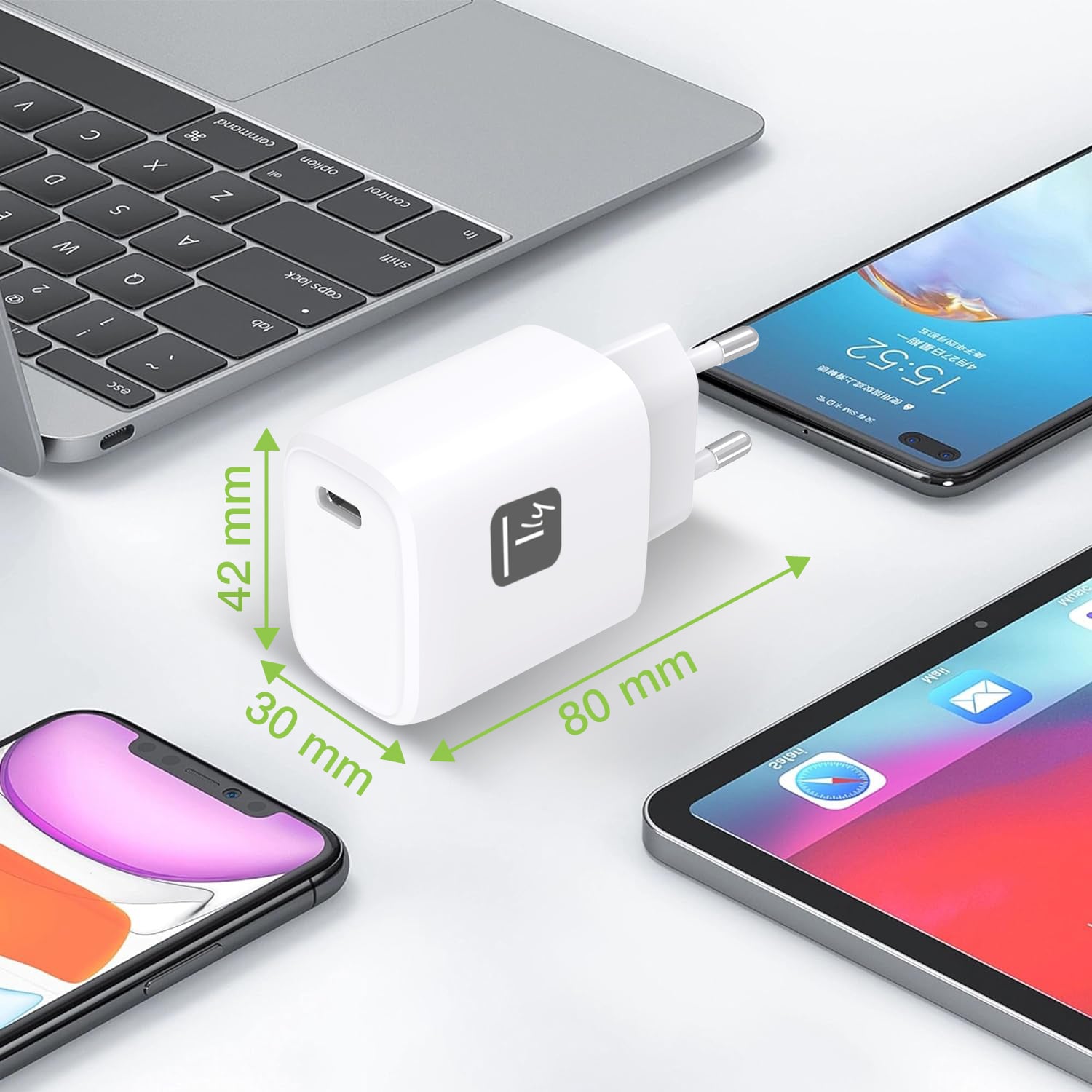Caricatore Alimentatore GaN USB-C™ da Muro 20W - Techly IPW-USB-20WCG