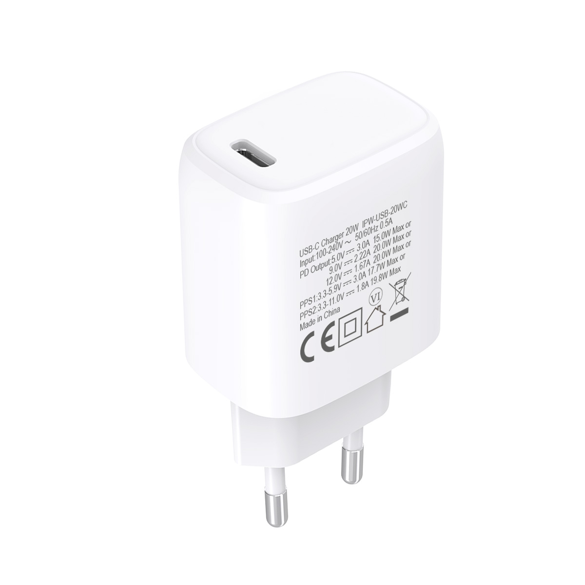 Caricatore Alimentatore GaN USB-C™ da Muro 20W - Techly IPW-USB-20WCG