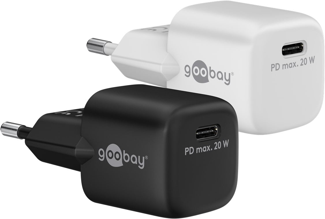 Alimentatore Caricatore Rapido USB-C™ PD GaN Nano 20W 3A Bianco - Goobay IPW-USB-20WQW2