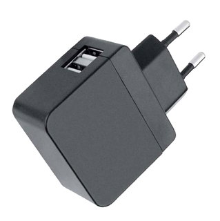Wall Charger 2 USB 2,1 European Plug 2 Pin Black - Fontastic IPW-USB- 242 ECBK