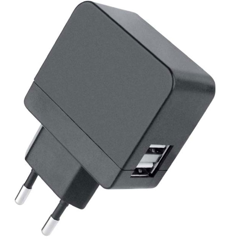Caricatore 2 USB 2,1A Compatto Spina Europea 2 pin Nero - Fontastic IPW-USB-242ECBK