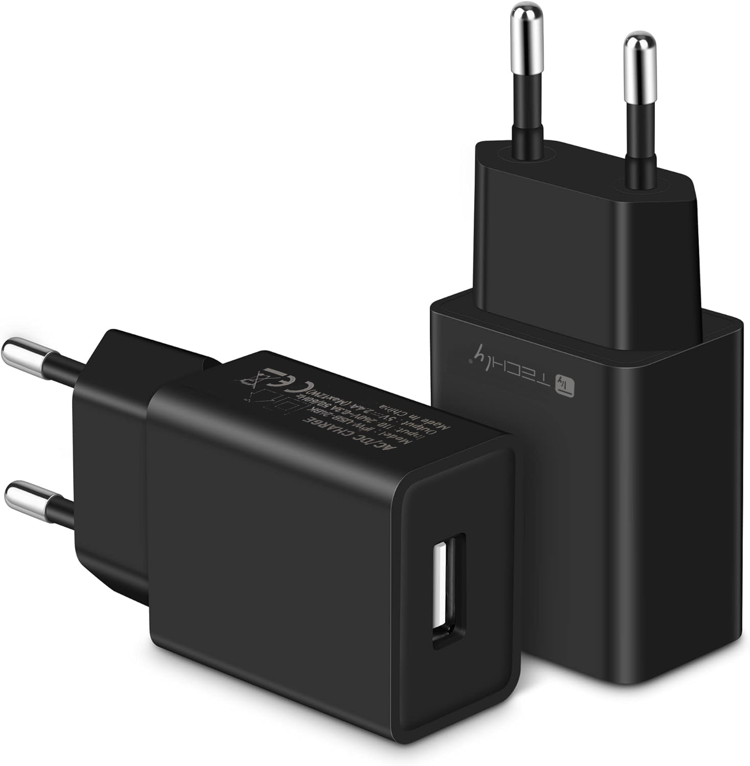 Caricatore Alimentatore USB-A da Muro 5V 2.4A per Smartphone o Tablet - Techly IPW-USB-24BK
