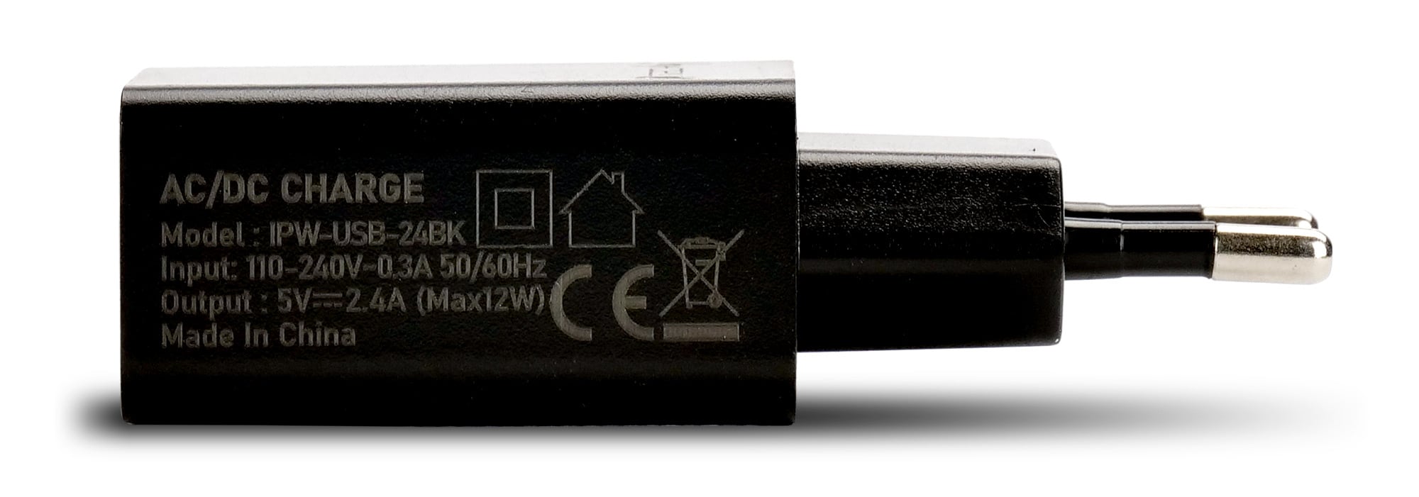 Caricatore Alimentatore USB-A da Muro 5V 2.4A per Smartphone o Tablet - Techly IPW-USB-24BK