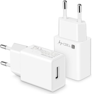 Caricatore alimentatore USB-A da muro 5V 2.4A per smartphone o tablet - Techly IPW-USB-24WH