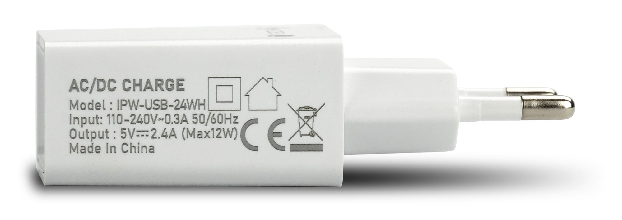 Caricatore Alimentatore USB-A da Muro 5V 2.4A per Smartphone o Tablet - Techly IPW-USB-24WH