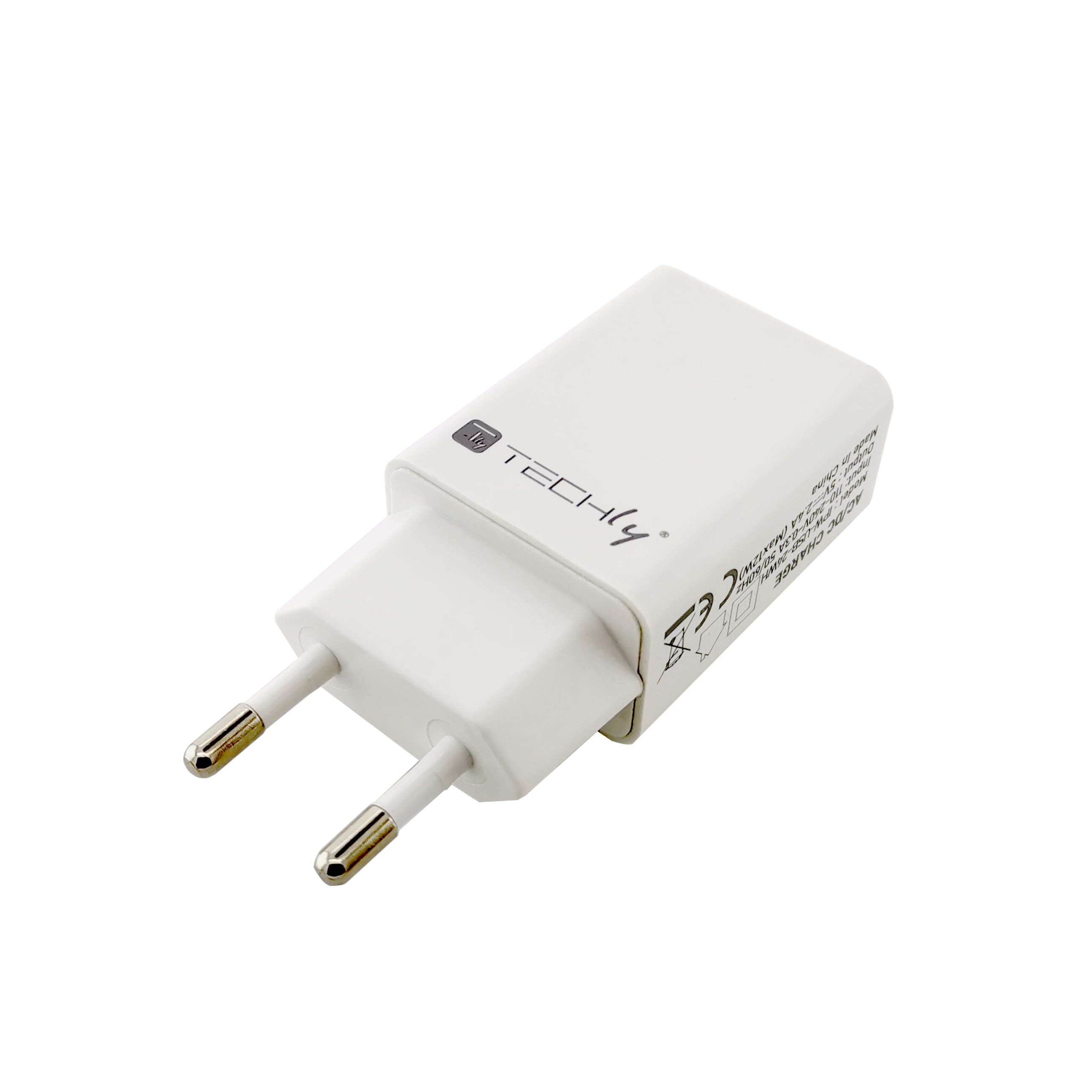 Caricatore Alimentatore USB-A da Muro 5V 2.4A per Smartphone o Tablet - Techly IPW-USB-24WH