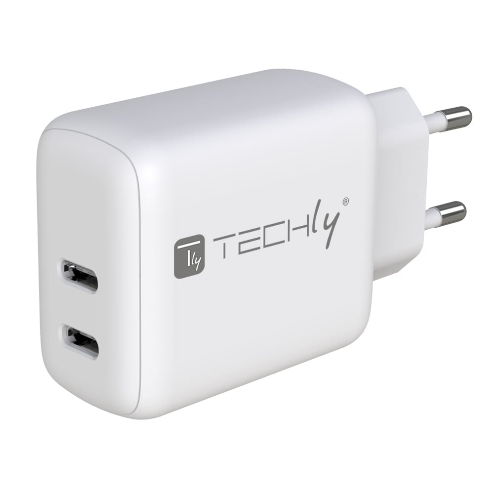 Caricatore Alimentatore 2 porte USB-C™ da Muro 35W - Techly IPW-USB-2C35W