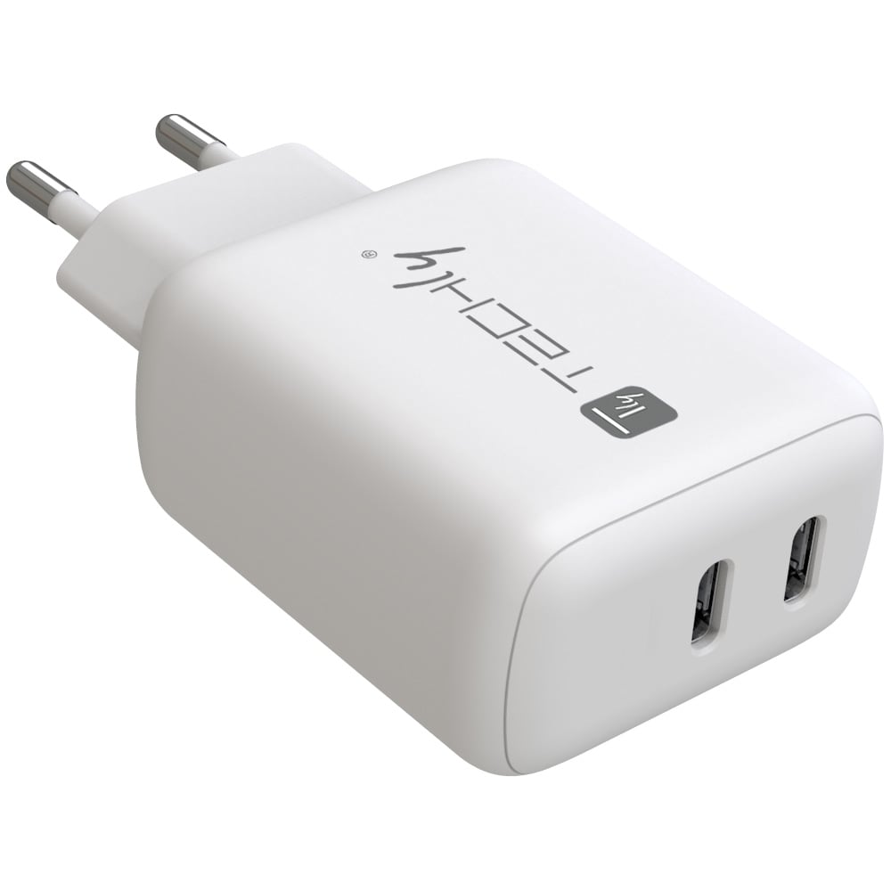 Caricatore Alimentatore 2 porte USB-C™ da Muro 35W - Techly IPW-USB-2C35W