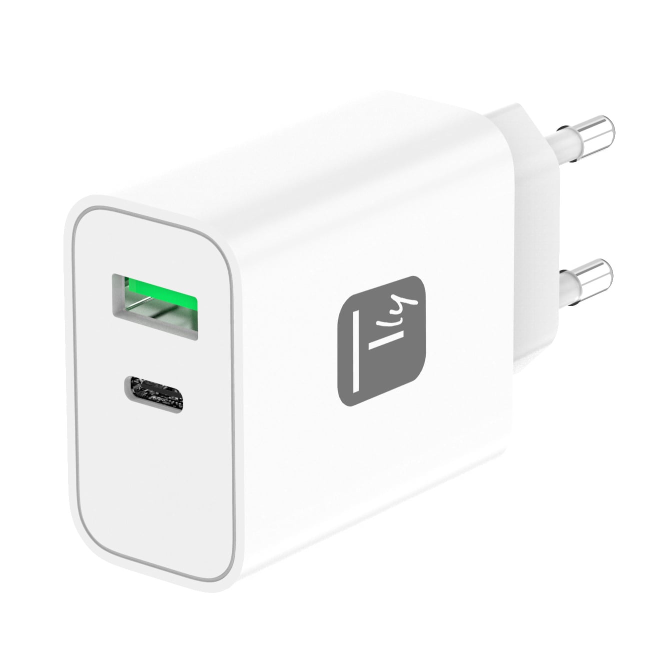 Caricatore Alimentatore GaN USB-C™ 30W e USB-A QC3.0 da Muro - Techly IPW-USB-30WACG