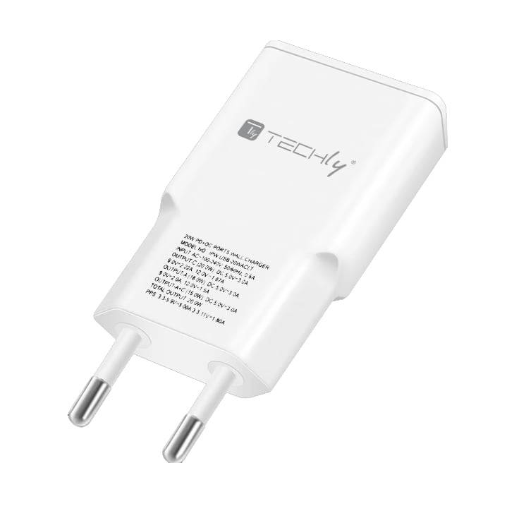 Caricatore Alimentatore USB-C™ 30W e USB-A QC da Muro - Techly IPW-USB-30WACLT