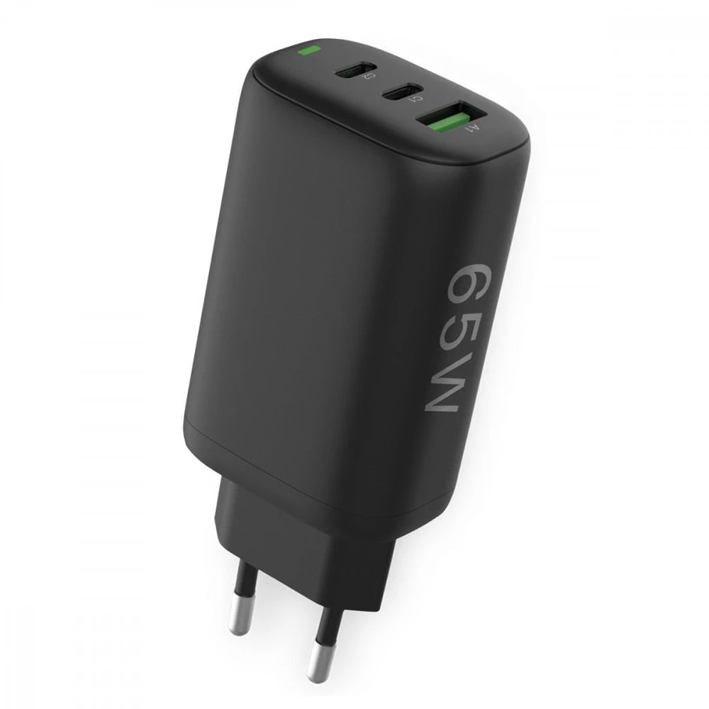 USB-A GaN charger and 2 USB-C ports Power Delivery 65 W black - Fontastic IPW-USB- 3 P 65 W