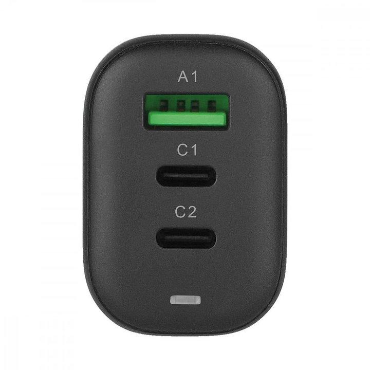 Caricabatterie GaN USB-A e 2 porte USB-C Power Delivery 65W nero - Fontastic IPW-USB-3P65W