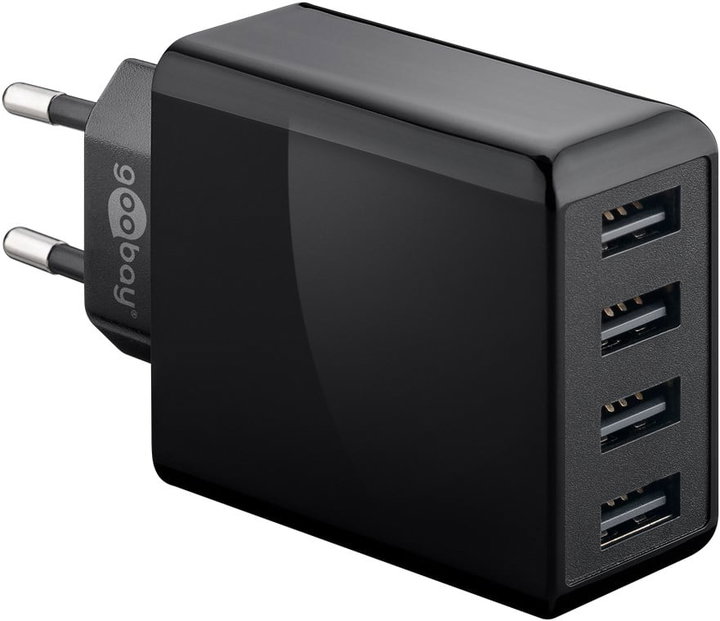 USB wall charger to 4 routes 30 W, black - Goobay IPW-USB- 4 PA 30 WB