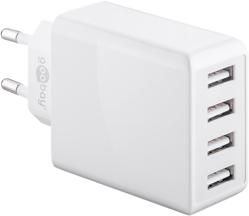USB wall charger to 4 routes 30 W, white - Goobay IPW-USB- 4 PA 30 WW