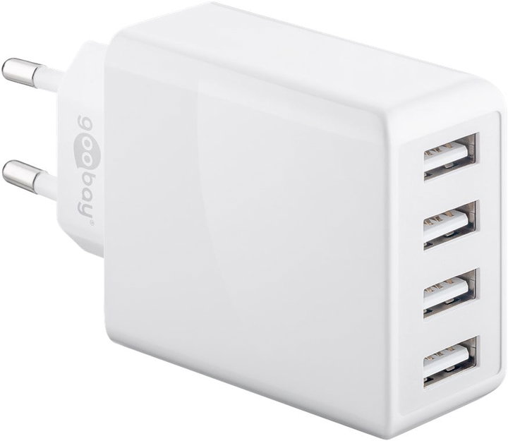 USB wall charger to 4 routes 30 W, white - Goobay IPW-USB- 4 PA 30 WW